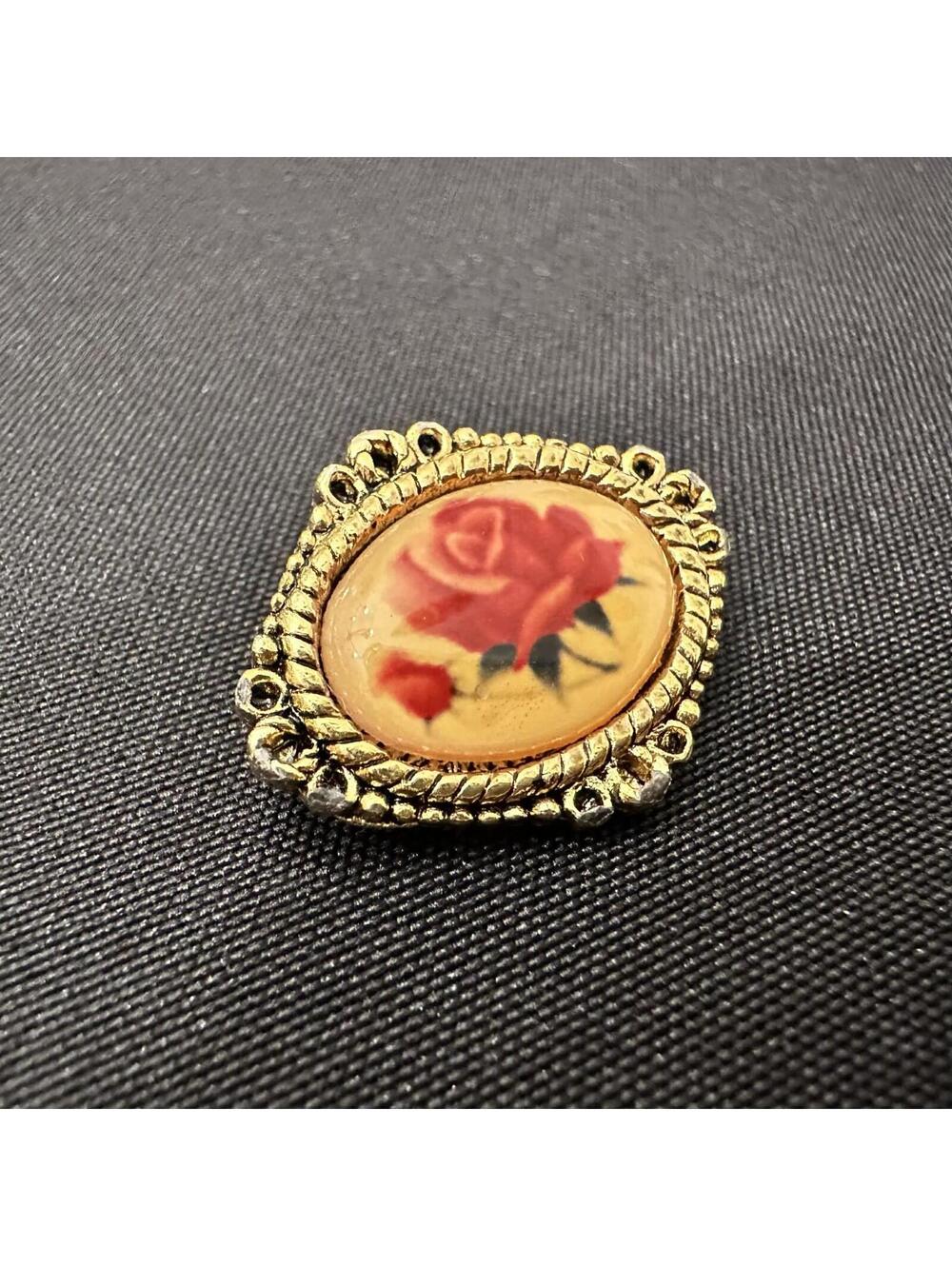 Ganco Vintage Rose Pin God’s Love Is With You Always Gold Tone Brooch